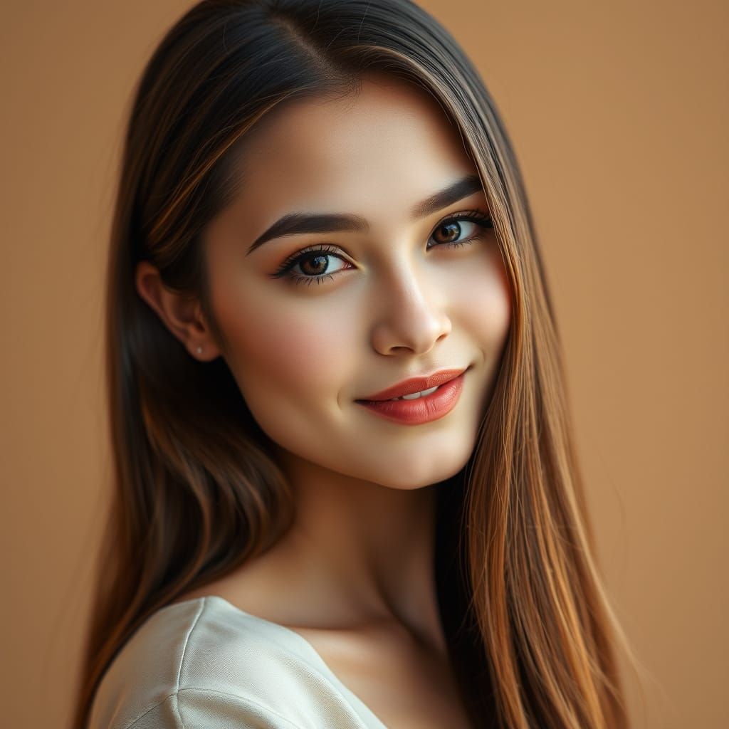 Elegant Young Woman Portrait in Natural Colors