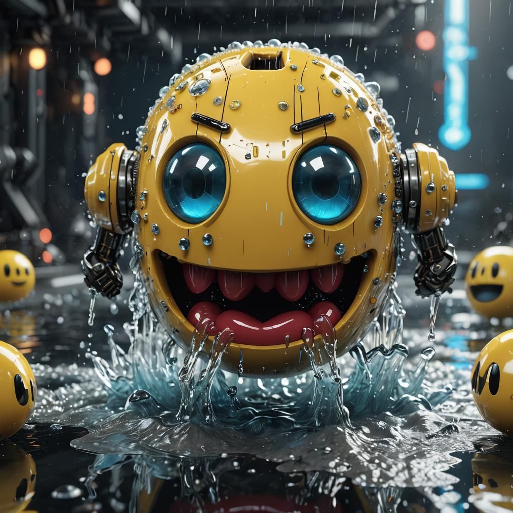Mechanized Pacman Water Fusion: Sci-Fi Render