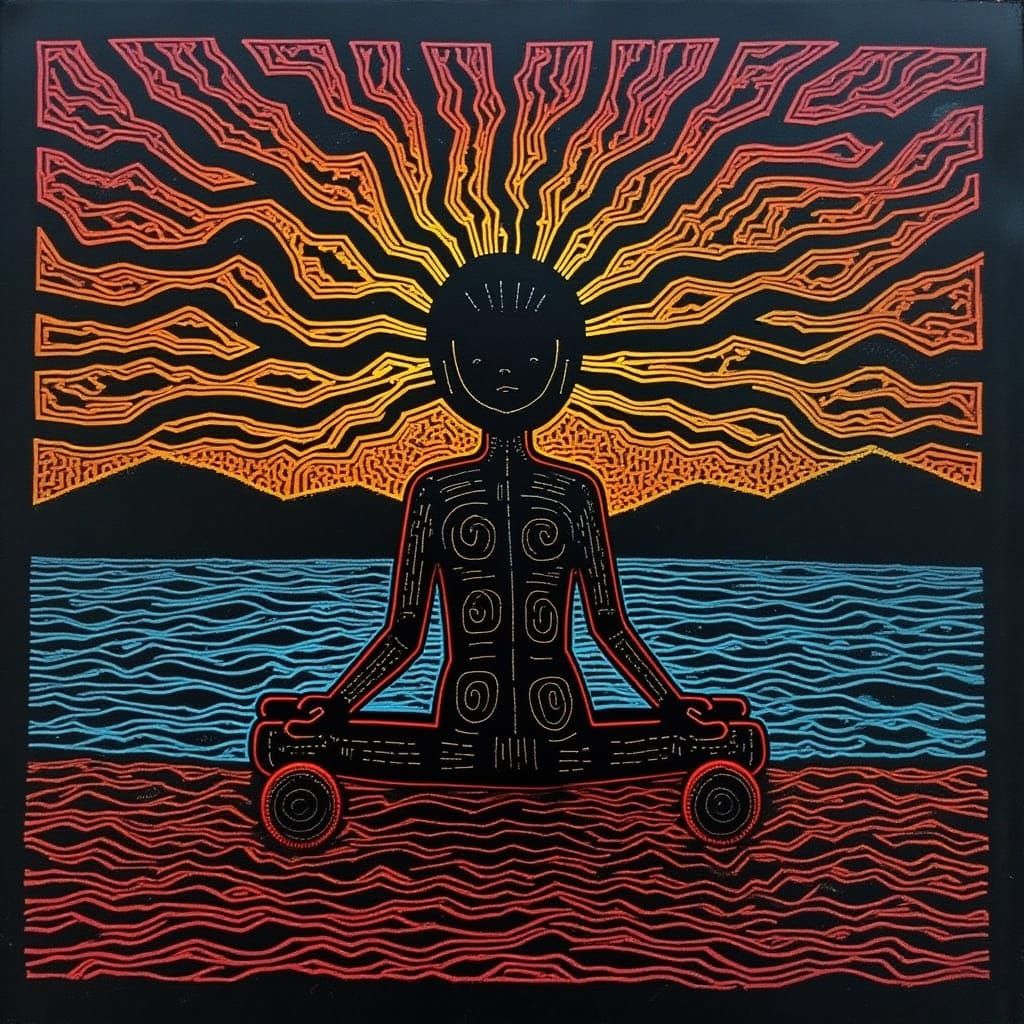 Cyberpunk Nighttime Robot in a Futuristic Cityscape