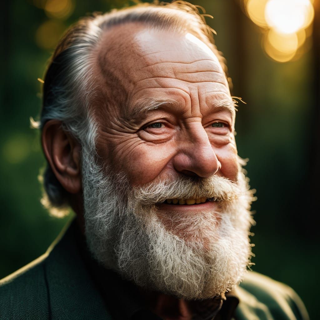 Film Noir Portrait of an Older Man with Beard