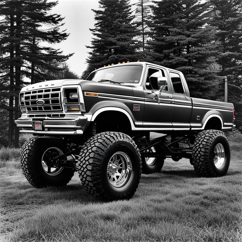 Sinister 1986 Ford Truck with Lift Kit