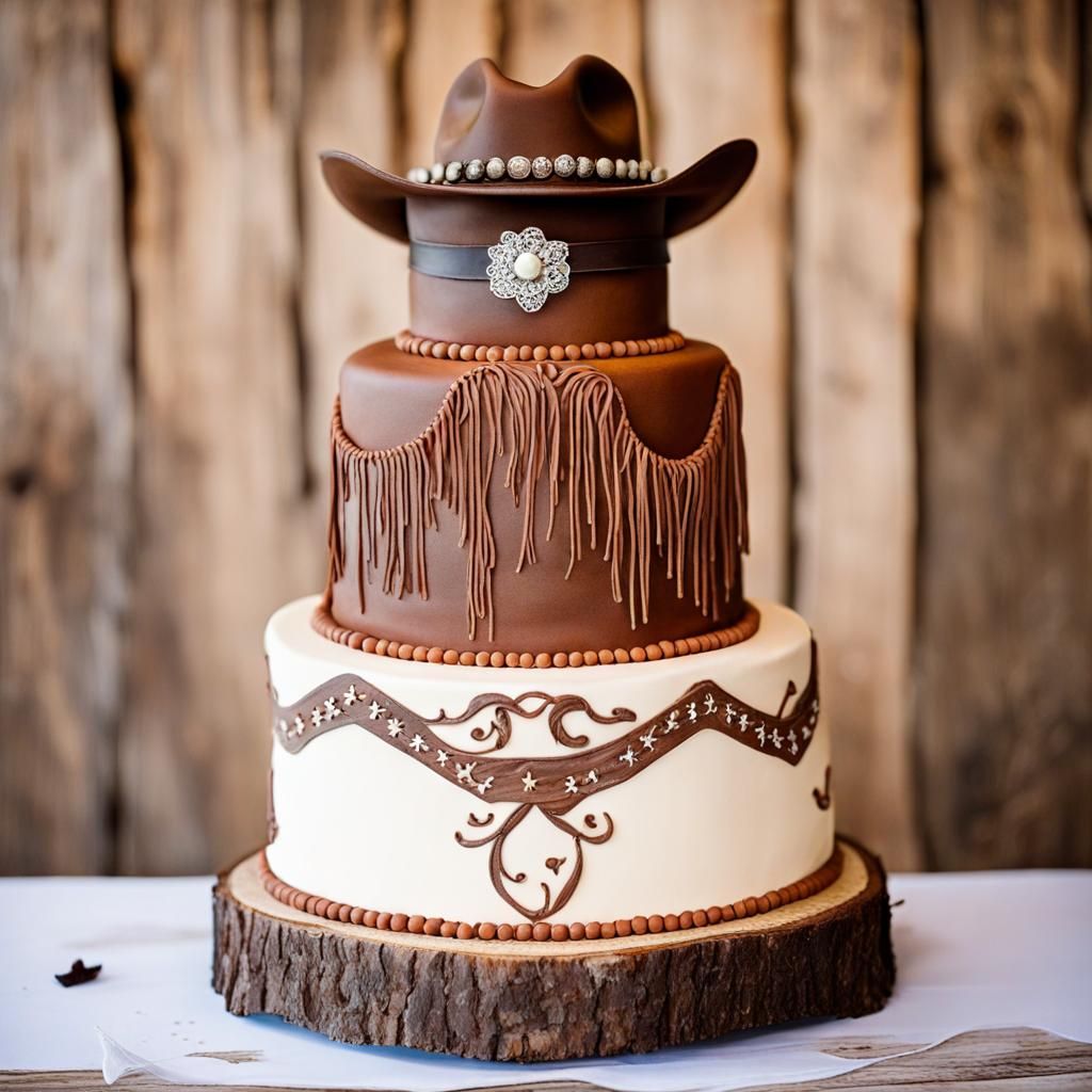 Cowgirl Themed Wedding Cake Design