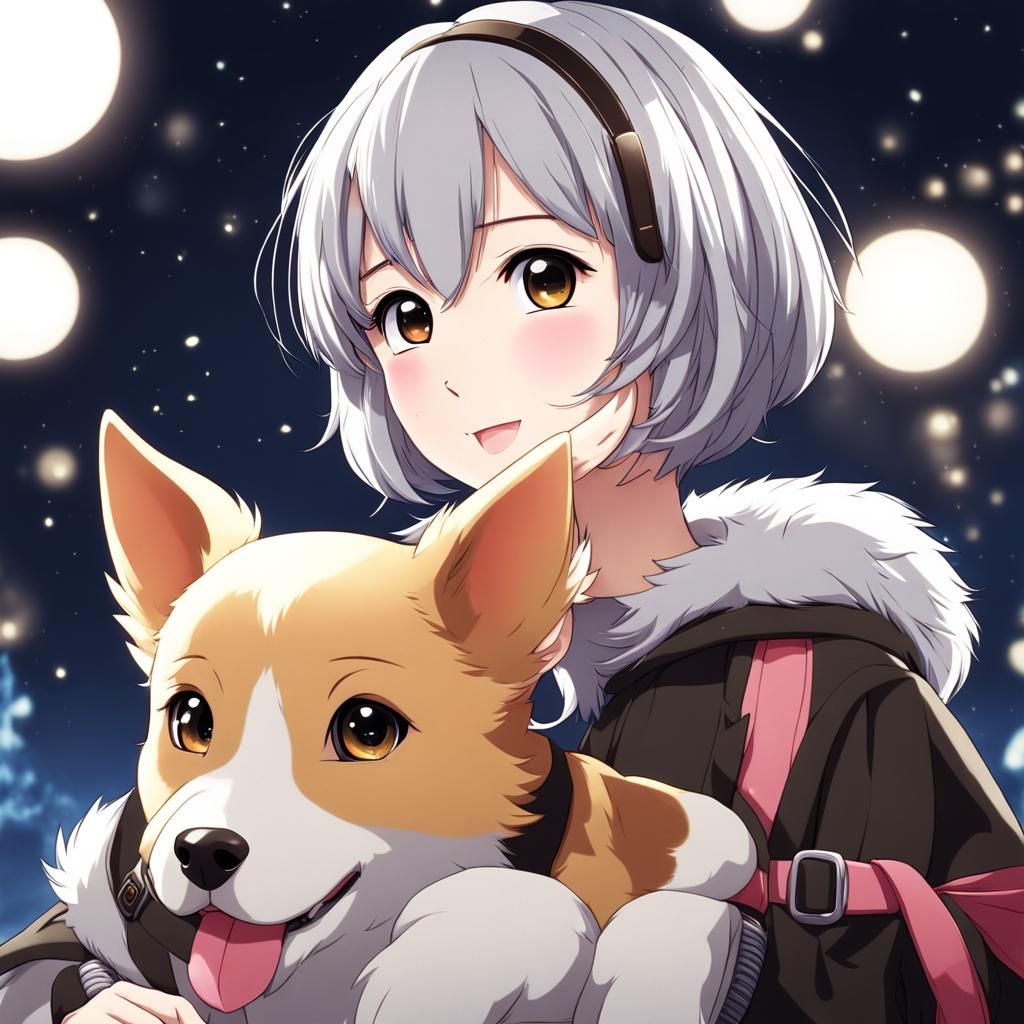 Anime-Style Puppy with Spotted Fur