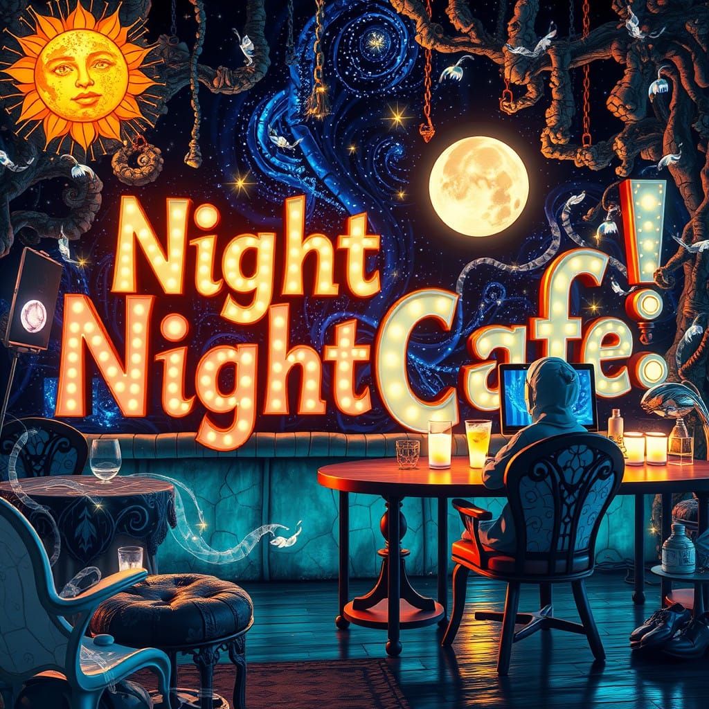 Whimsical NightCafe Dreamscape in Cyberpunk Art Nouveau Styl...