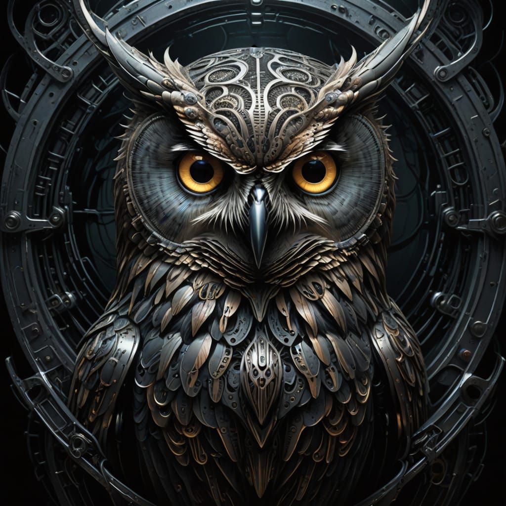 Cybernetic Owl Portrait