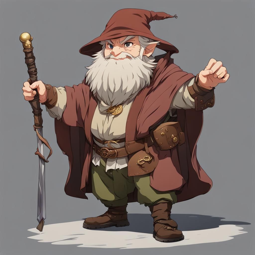 Humorous Halfling Guild Master in Anime Style