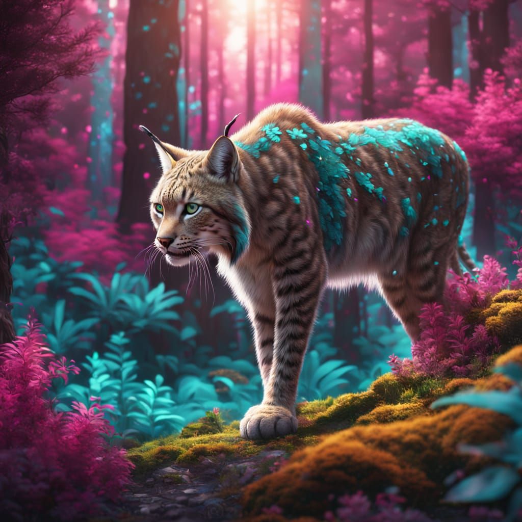 Lynx in Magical Forest: Hyperrealistic Concept Art
