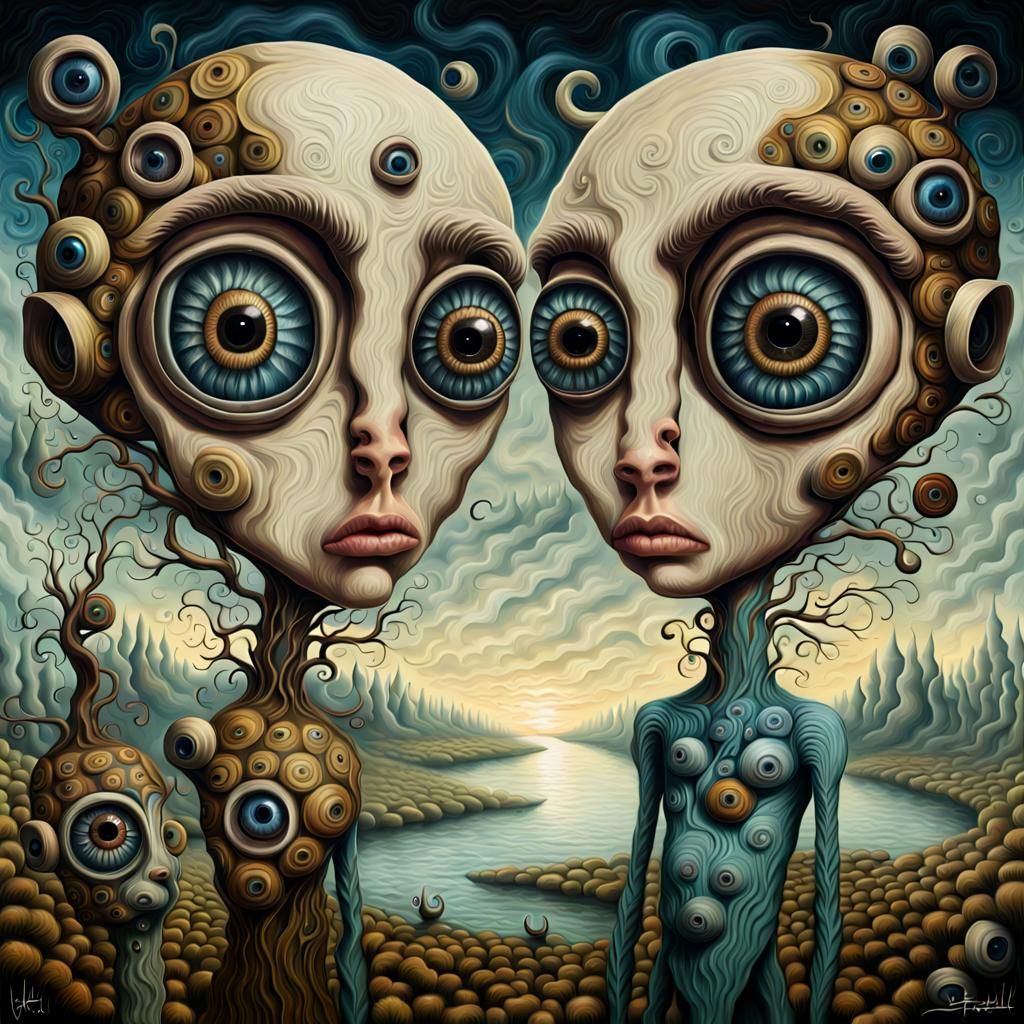 Surreal People with Fractal Eyes in Pop Surrealism
