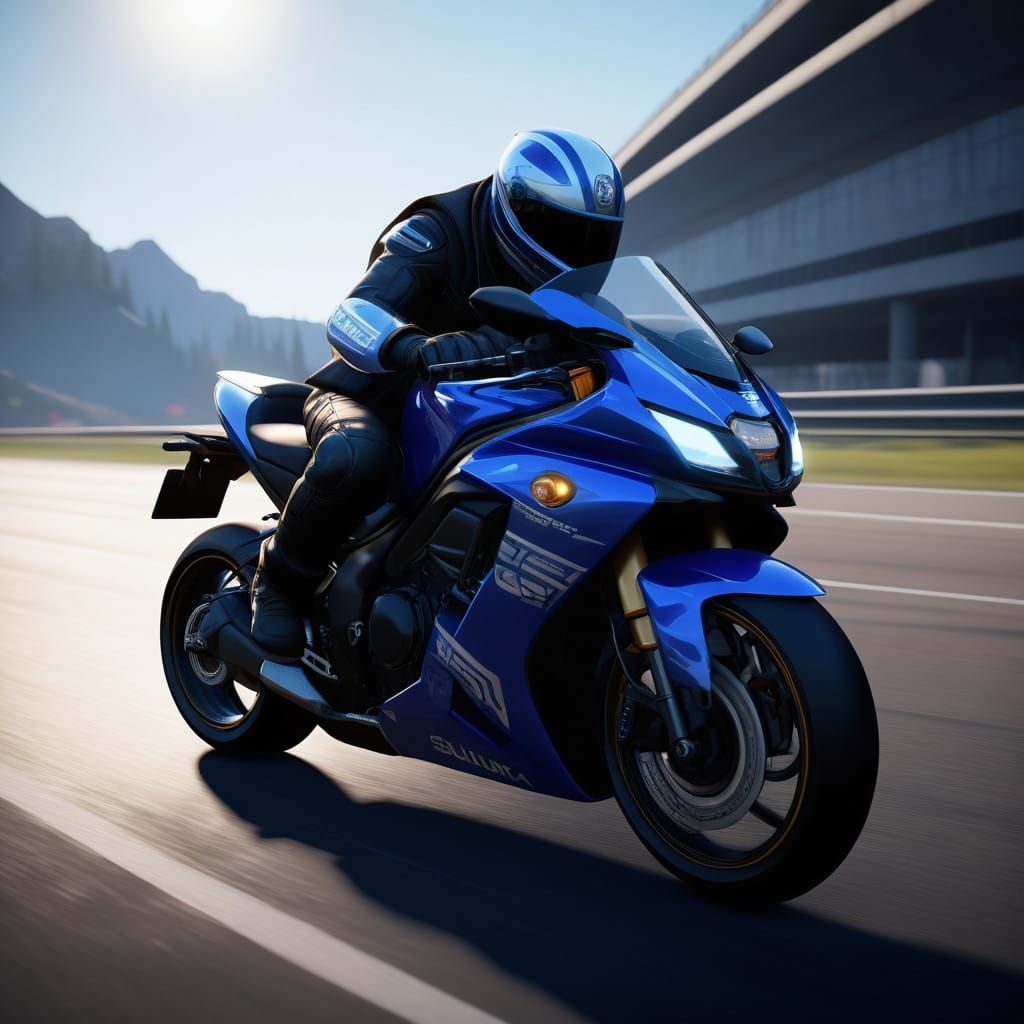 Realistic Airplane Landing Scene with Motorcycle