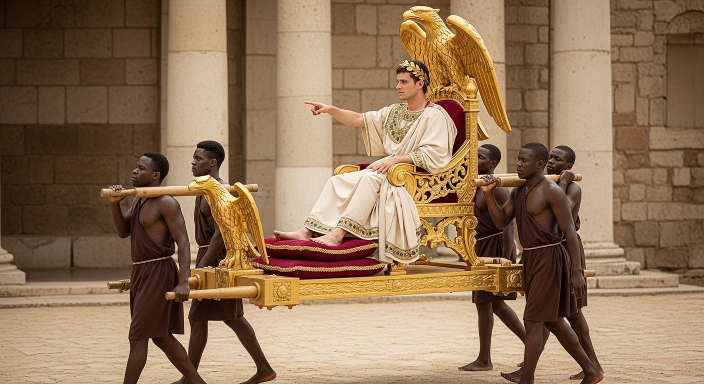 Young Roman Emperor on Imperial Golden Throne