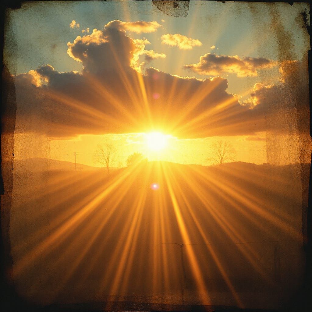 Crepuscular Rays in Mixed Media Portrait