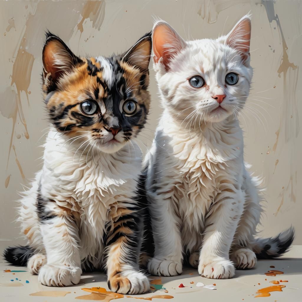 Hyperrealistic Kittens in Splash Art Style