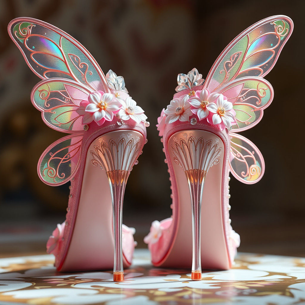 Fantasy High Heels with Butterfly Wings, Digital Art
