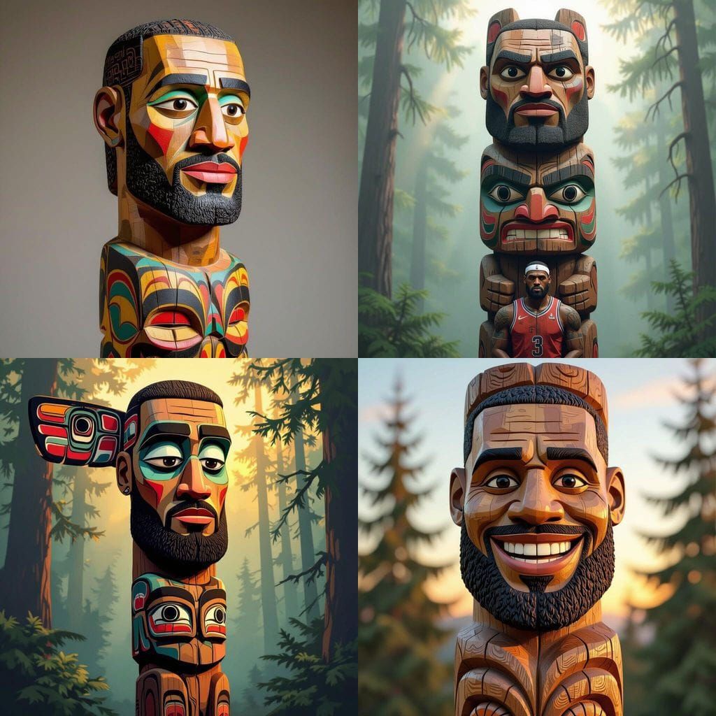 Funky Totem Pole Featuring LeBron James's Head