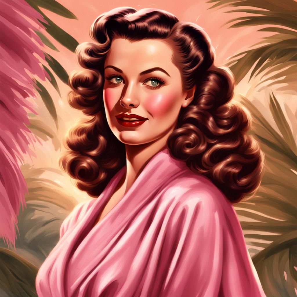 1940s Pinup Illustration of a Curvy Woman