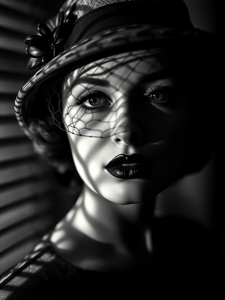 Elegant Woman in Film Noir Style Photograph