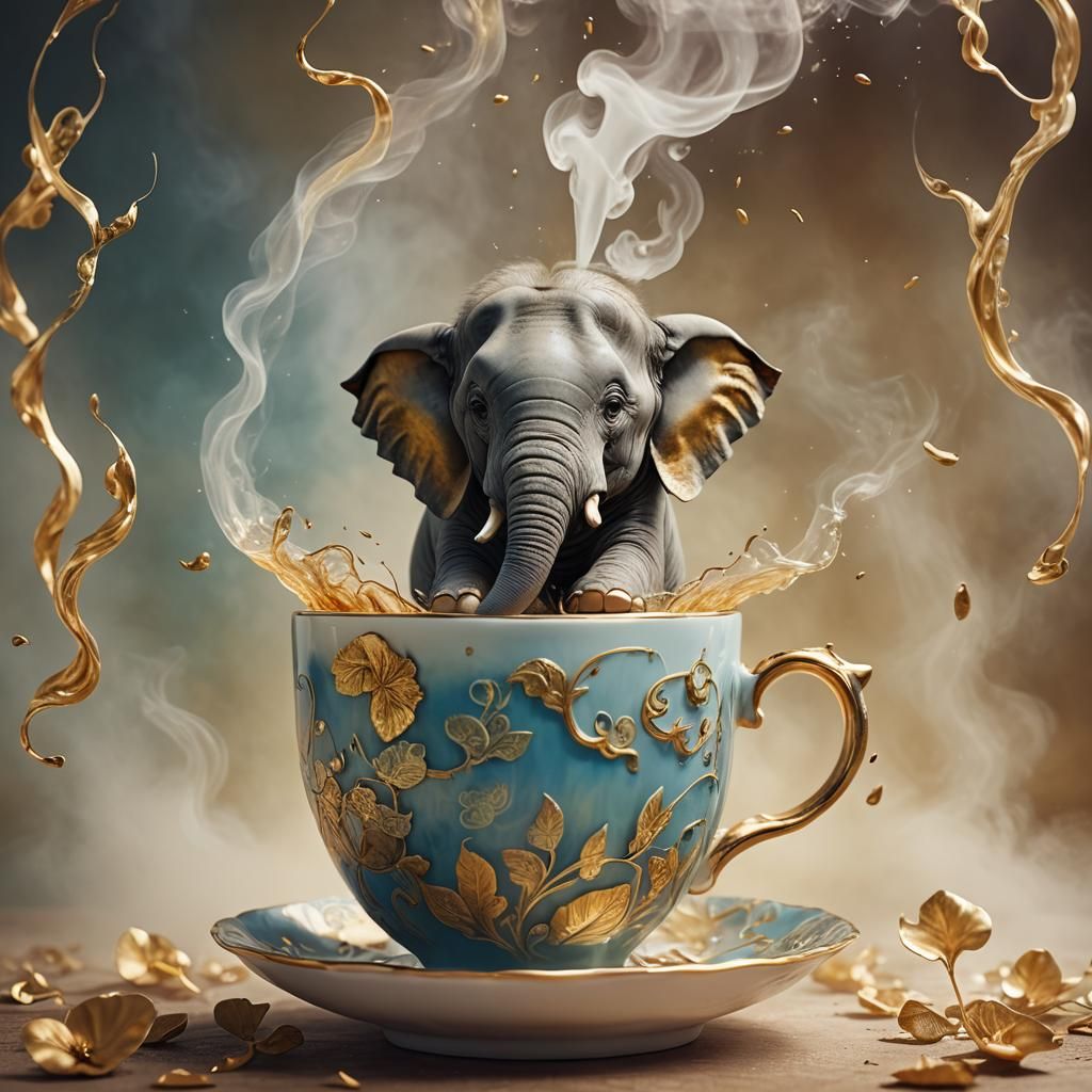 Elephant in Teacup: Surreal Dreamscape in Soft Focus