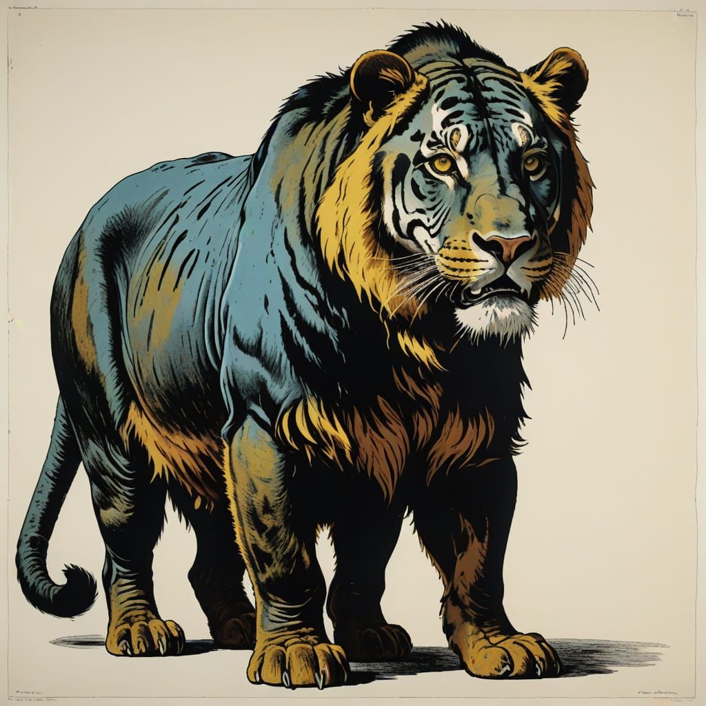 Extinct Carnivore Portrait in Pop Art Style