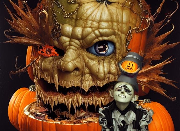 Evil Jack 'O Lantern in Neosurrealist Horror Style