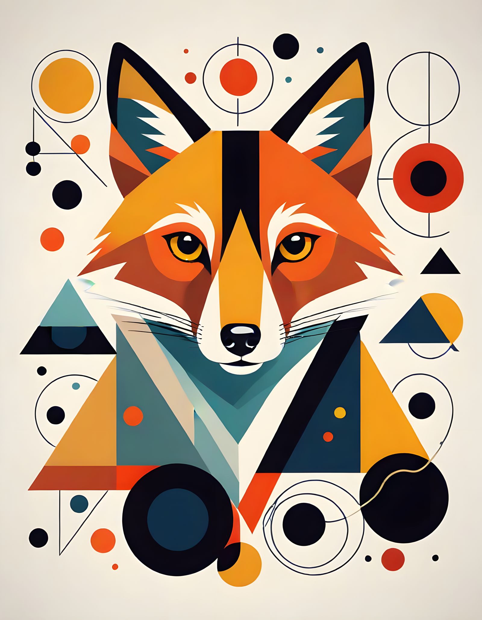Geometric Fox Portrait in Kandinsky Style
