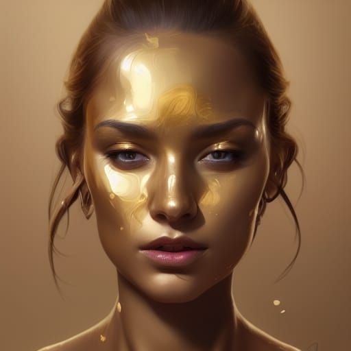 Golden Girl Portrait in Hyperdetailed Style