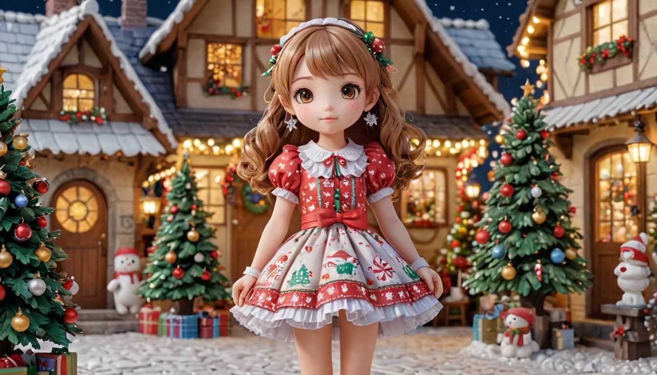 Christmas Kawaii Waifu in Miniature Fairyland