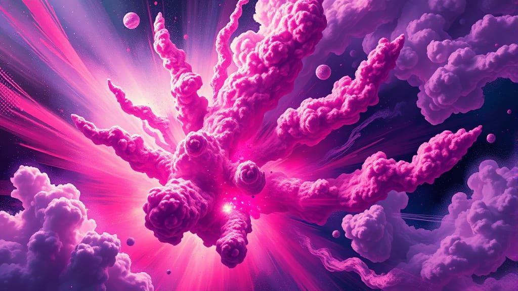 Vibrant Cosmic Explosion in Cyberpunk Style