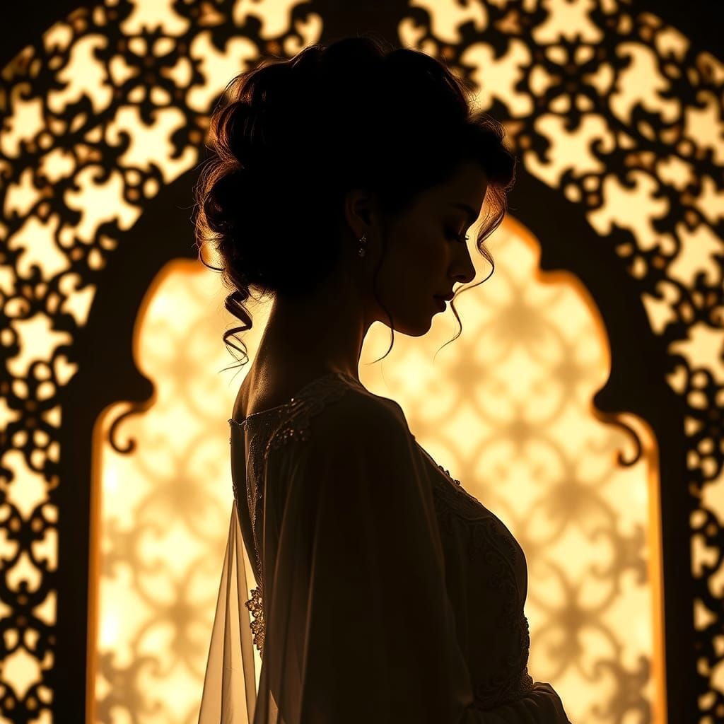 Sensual Portrait of Woman in Silk Caftan