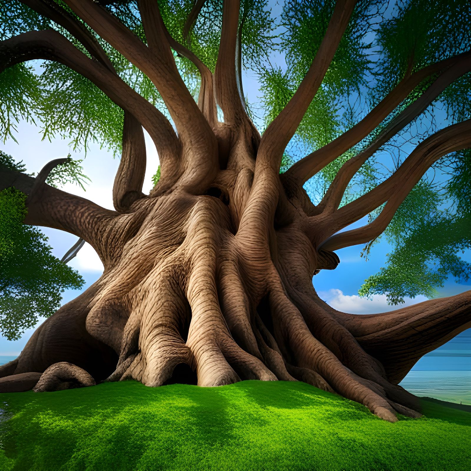 Detailed Oak Tree by Black Sea Coast in UHD