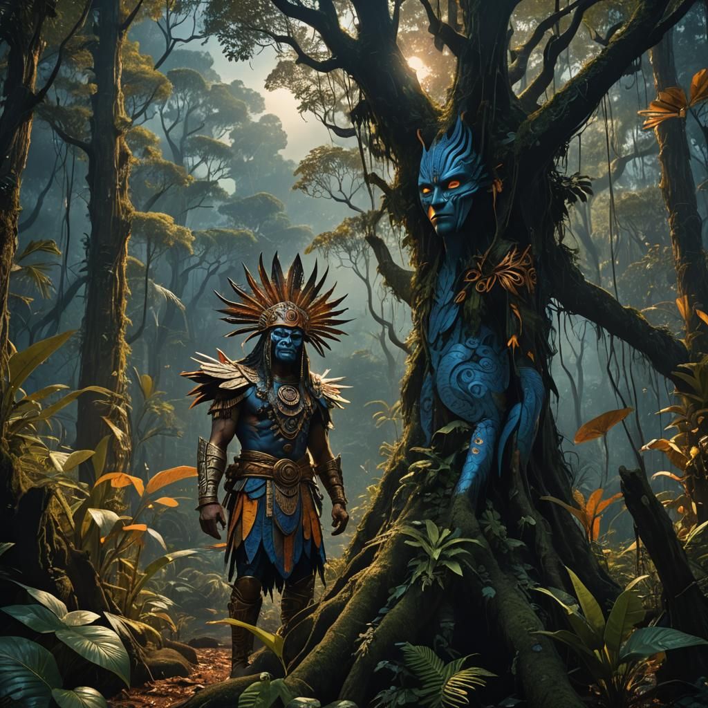 Brazilian Warrior in Forest: Fantasy Concept Art