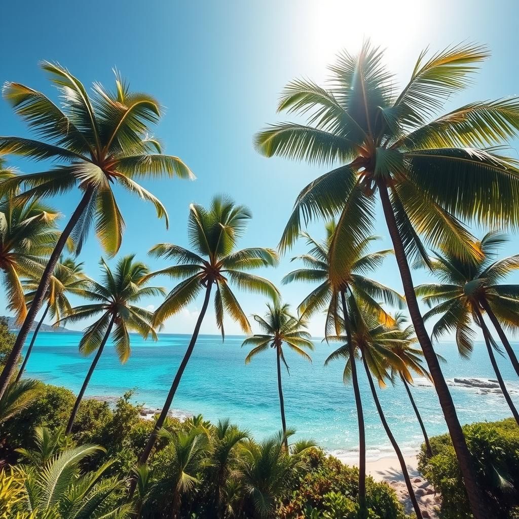 Palm Tree Paradise on a Bright Sunny Day