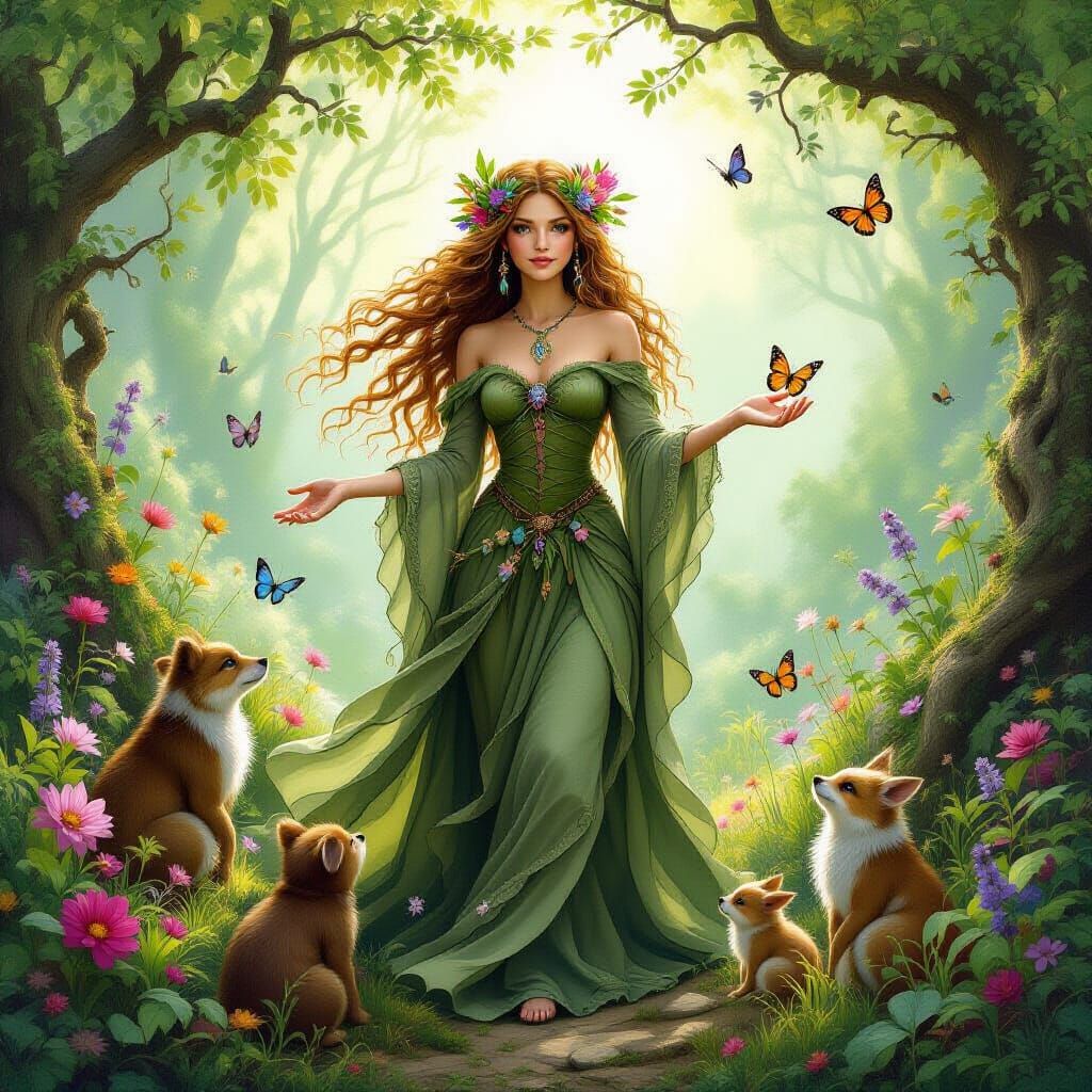 Enchanting Young Troll in a Flourishing Garden