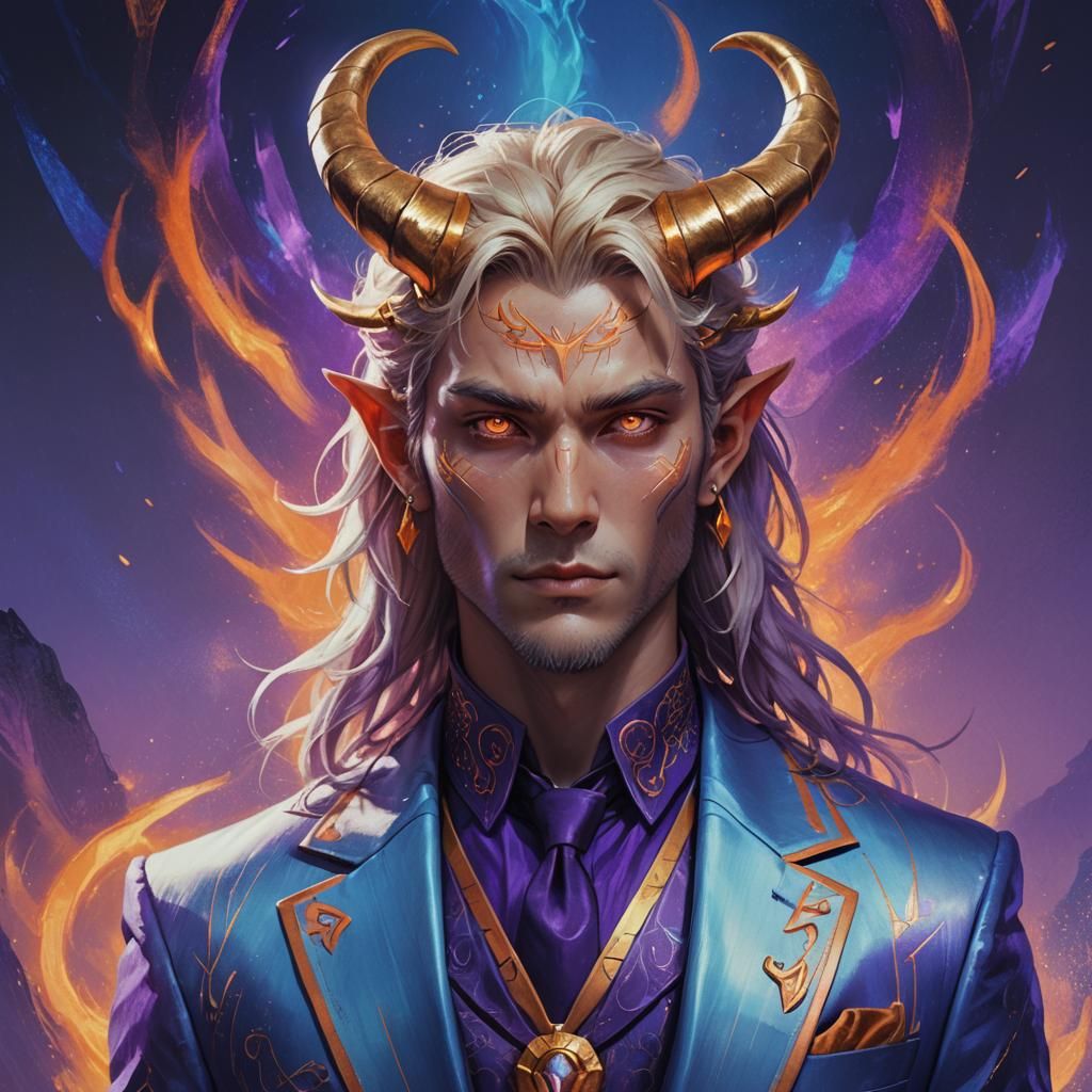 Fantasy V-tuber Portrait with Glowing Runes in Concept Art