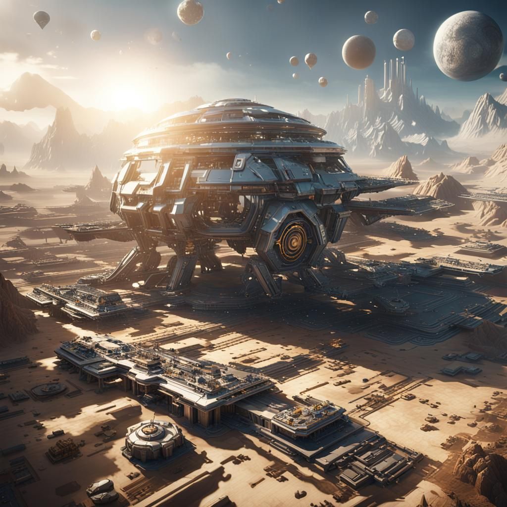 Futuristic Solar Civilization: Sci-Fi Cityscape in 8K