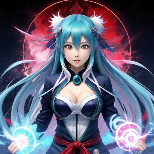 Anime Yuki Onna: Aqua Spirit in Crimson Fire