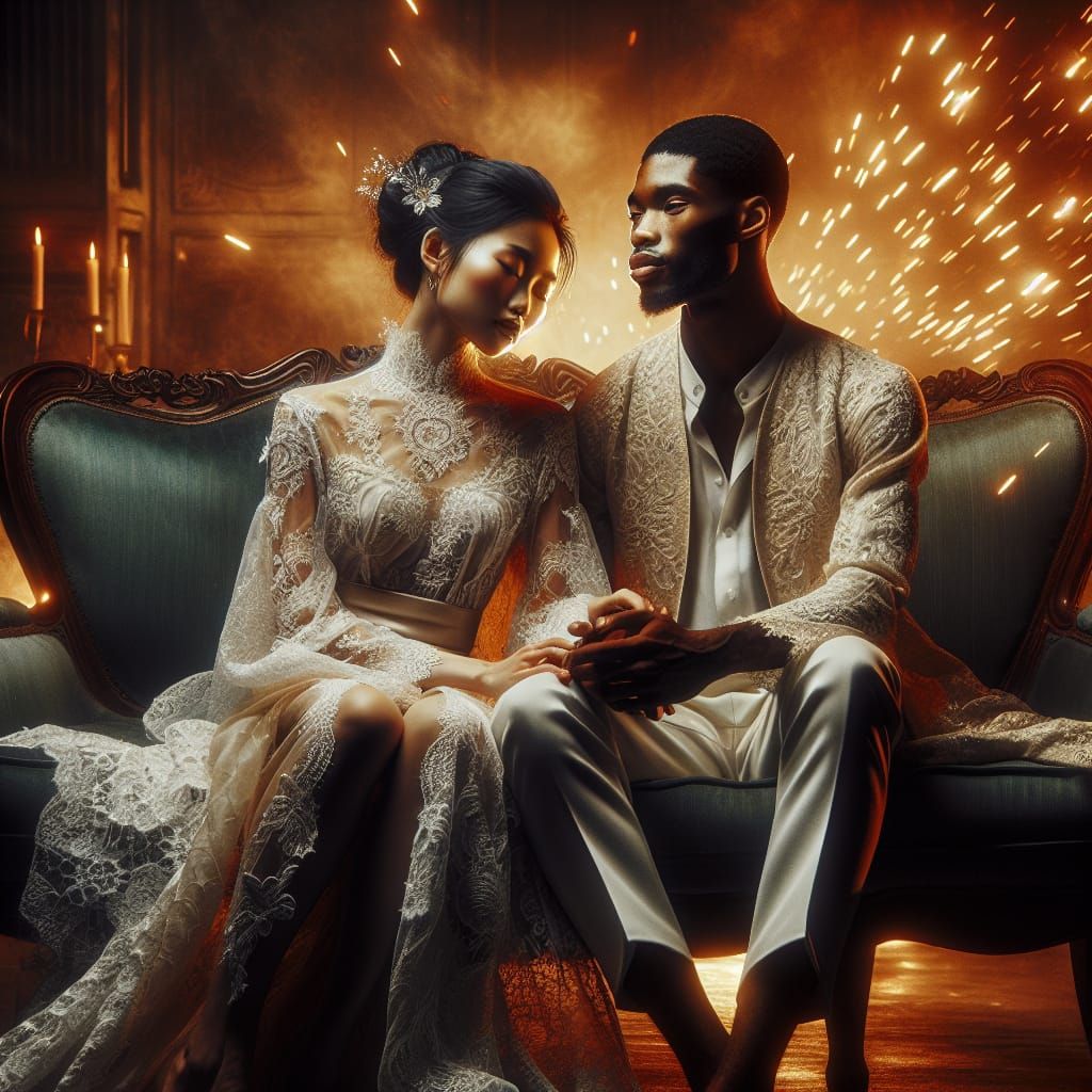 Romantic Portrait of an Elegant Couple in Lace