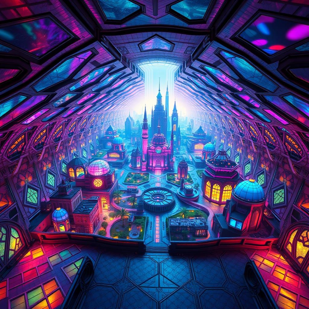 Dreamlike Alien City in Cavernous Space