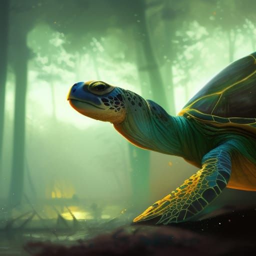 Rainbow Turtle Dark Fantasy Concept Art