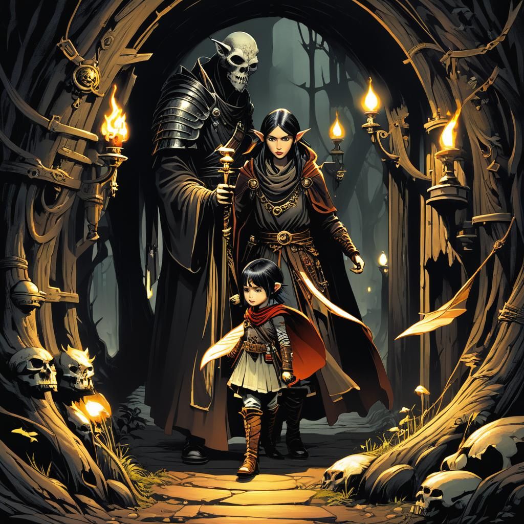 Grimdark Scene in Demizu/DiTerlizzi Style