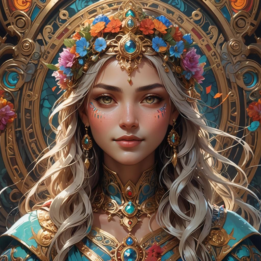 Deity Eyes Filled with Love, Digital Art Portrait