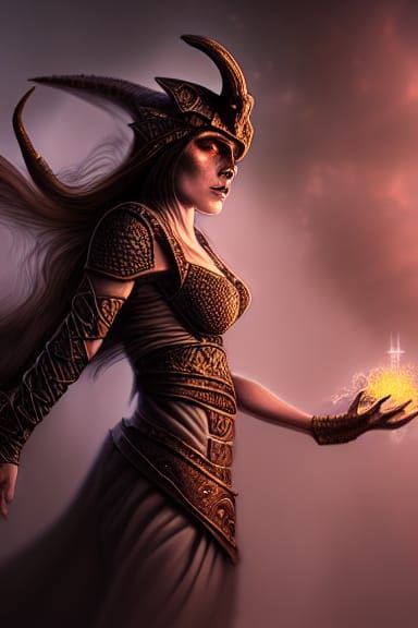 Dragonborn Sorceress in a Magical Realm