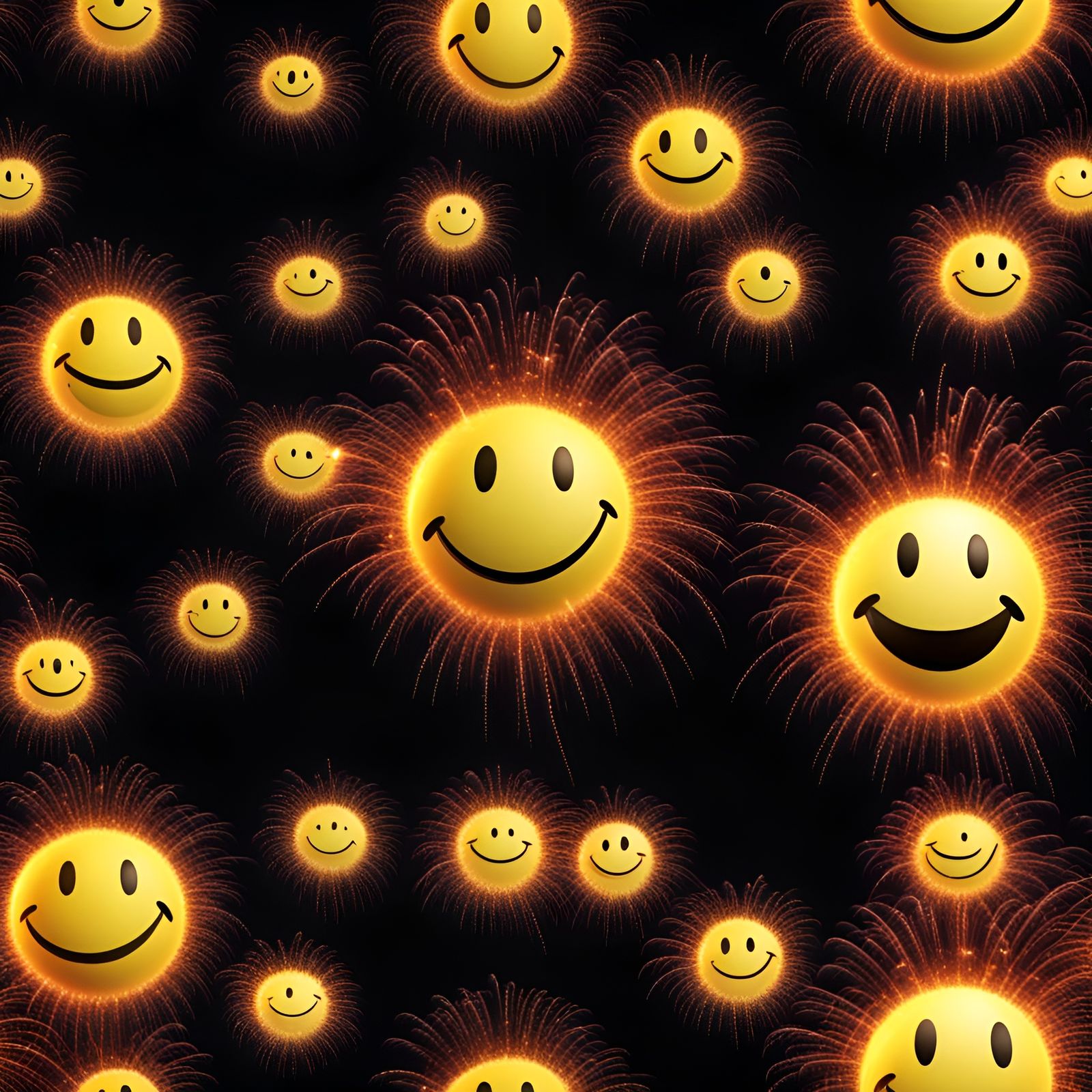 Fireworks Form Photorealistic Smiley Face