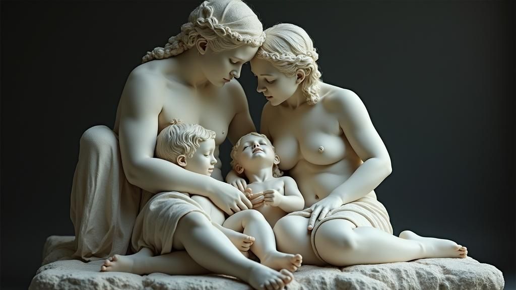 Alabaster Sculpture of a Nuclear Family