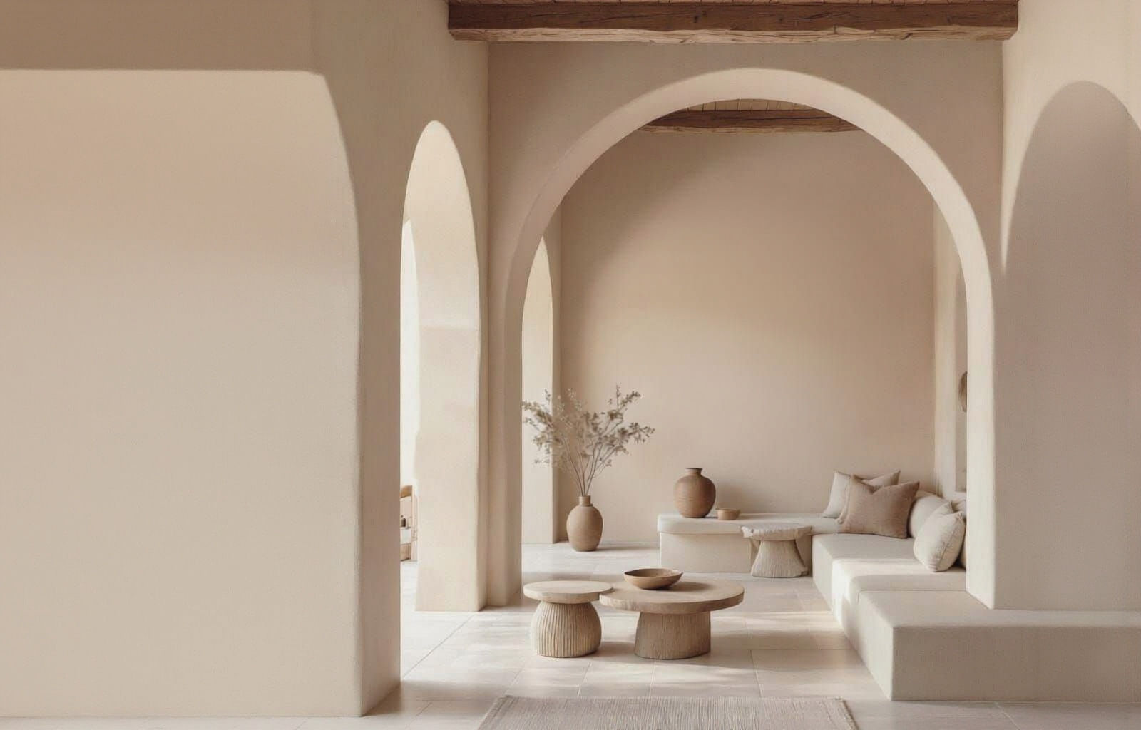 Serene Mediterranean Interior with Sculptural Relief