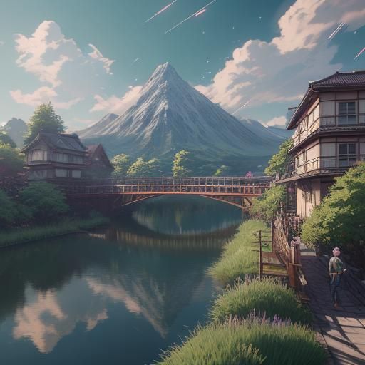 Detailed Anime Village Inspired by Genshin Impact