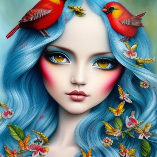 Stunning Redbird Watercolor Illustration in Mixed Media