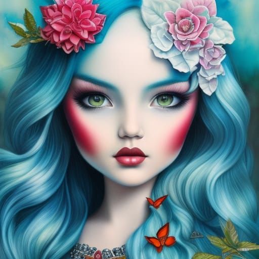 Redbird Watercolor Photoillustration in Mixed Media Style