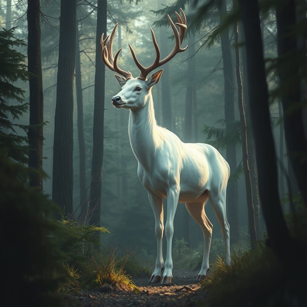 Crystalline Deer in Enchanted Forest