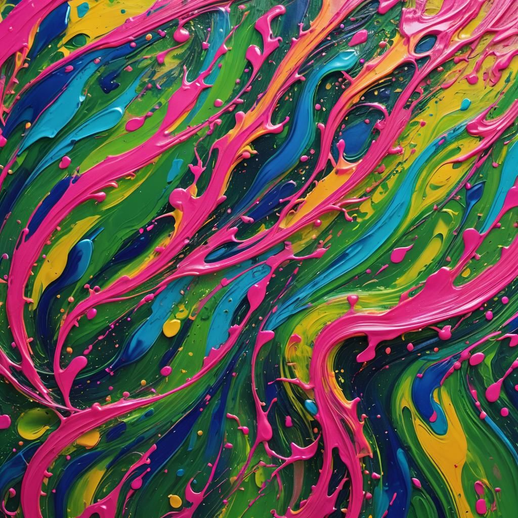 Abstract Expressionism: Swirling Fluorescent Hues in Macro