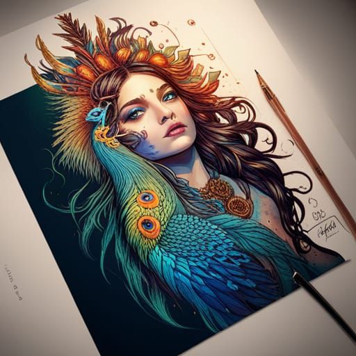 Cybernetic Atlantean Aztec Princess Digital Art